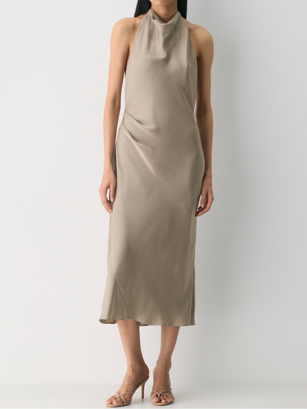 Aritzia Ten Audience Maxi Halter Satin dress
